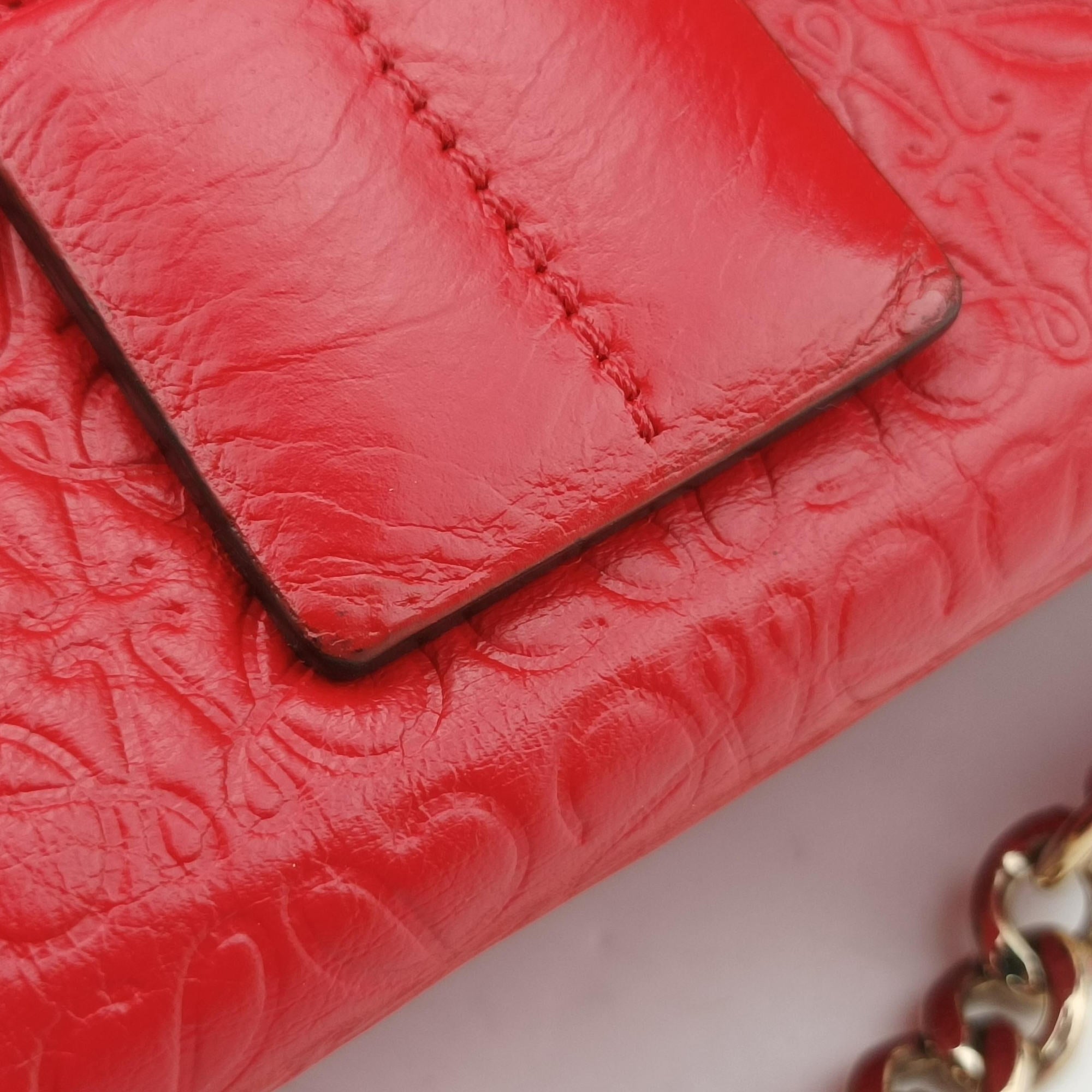Pre-owned Loewe Avenue Red Leather  shoulderbag | stylenewstar