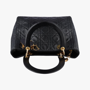 Pre-owned Christian Dior Lady Dior Black lambskin  handbag | stylenewstar