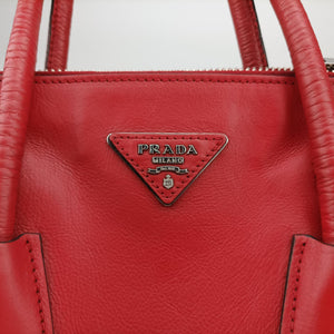 Pre-owned Prada Twin Pocket Winged Tote Red Leather BN2619 shoulderbag | stylenewstar