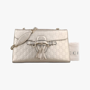 Pre-owned Gucci Emily Golden Leather 295402 shoulderbag | stylenewstar