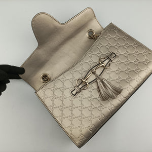 Pre-owned Gucci Emily Golden Leather 295402 shoulderbag | stylenewstar