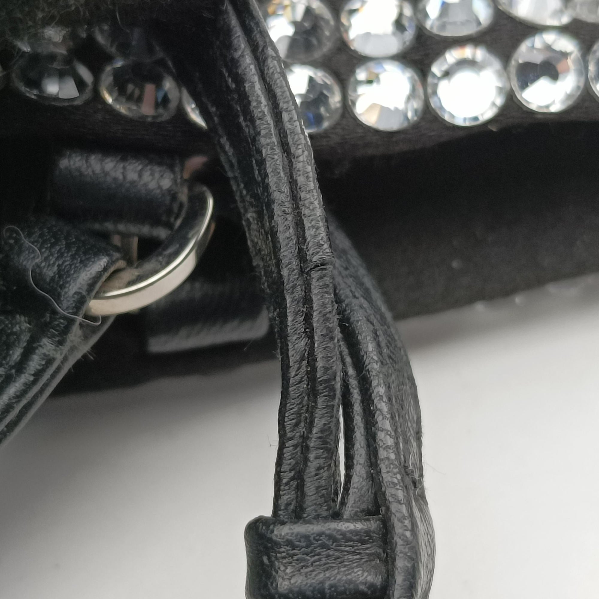 Pre-owned Prada Rosa Satin Crystal Mini Tote Black Rhinestone 1BA253 shoulderbag | stylenewstar