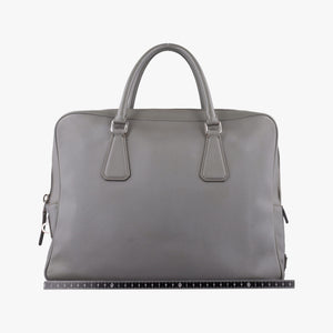 Pre-owned Prada Briefcase Grey SAFFIANO Leather VS305M handbag | stylenewstar