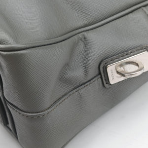 Pre-owned Prada Briefcase Grey SAFFIANO Leather VS305M handbag | stylenewstar
