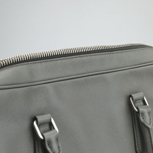 Pre-owned Prada Briefcase Grey SAFFIANO Leather VS305M handbag | stylenewstar