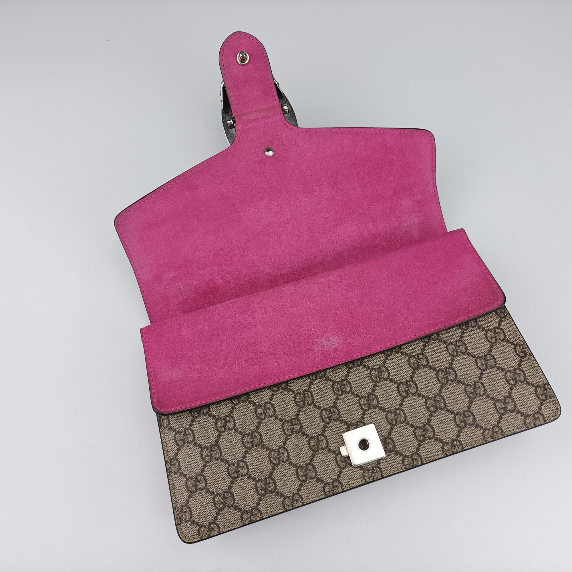 Pre-owned Gucci Dionysus Brown×pink PVC coated canvas × suede 400249 shoulderbag | stylenewstar