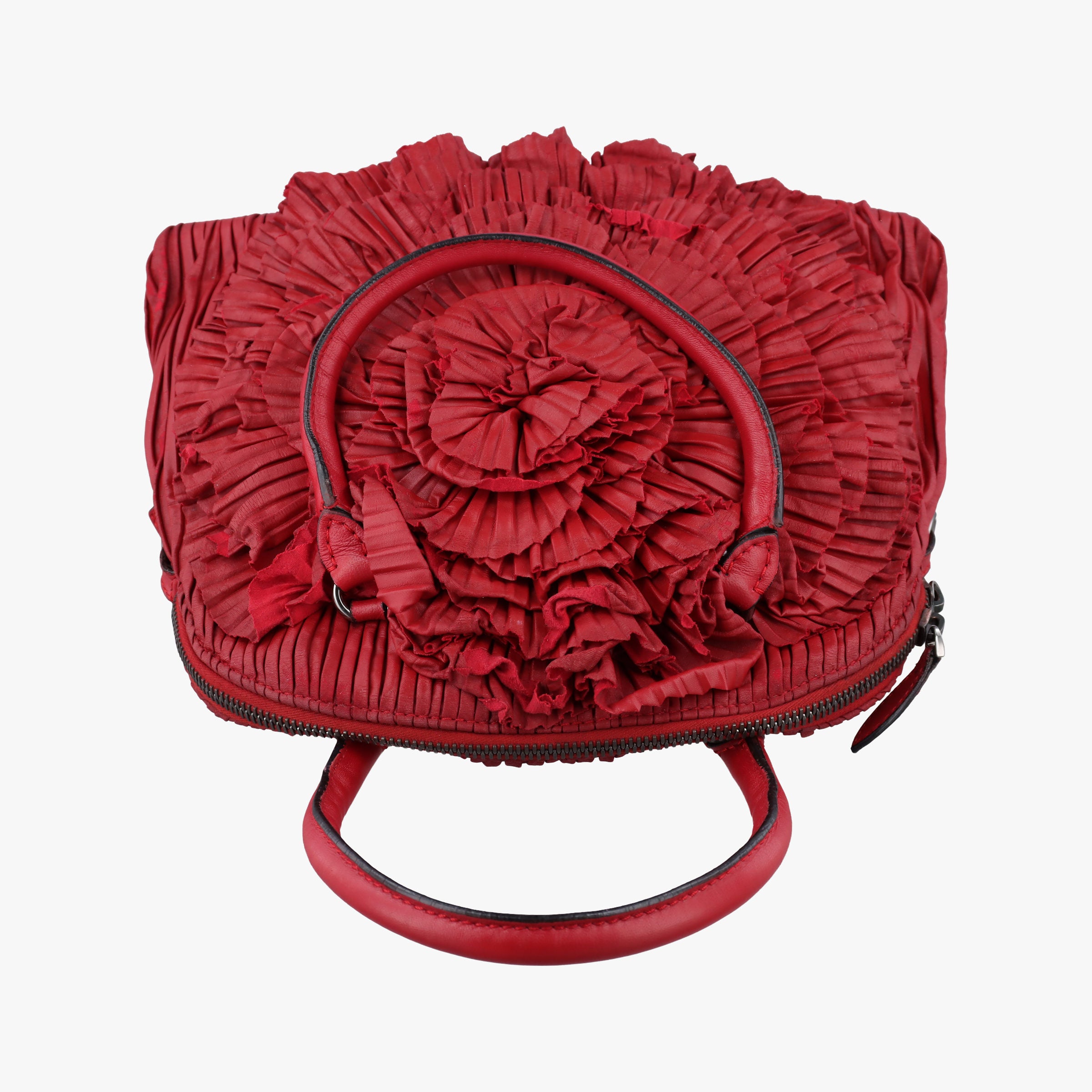 Secondhand Valentino Petale Rose Dome Red Leather  shoulderbag | stylenewstar