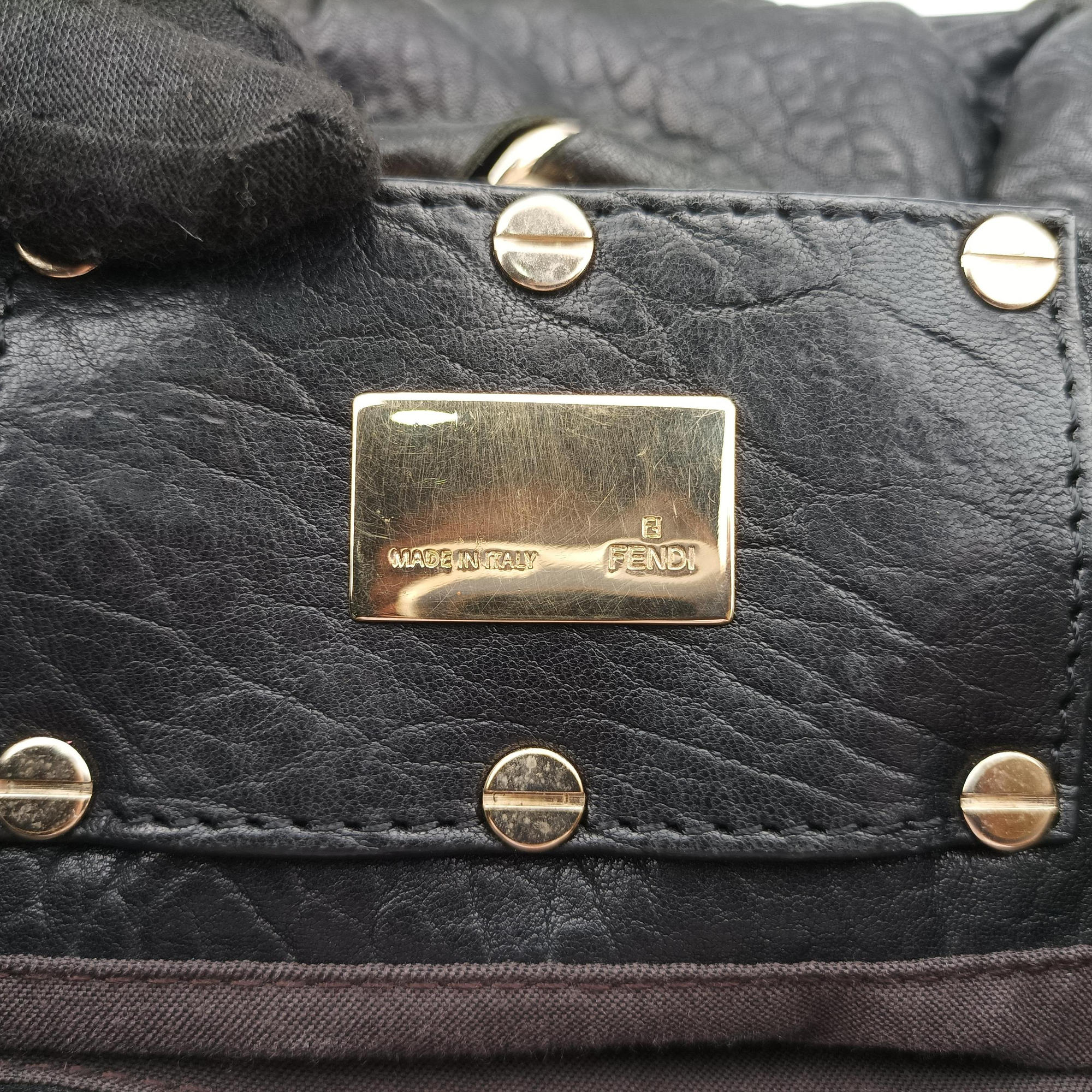 Pre-owned Fendi Mia Black Leather 8BR615 shoulderbag | stylenewstar