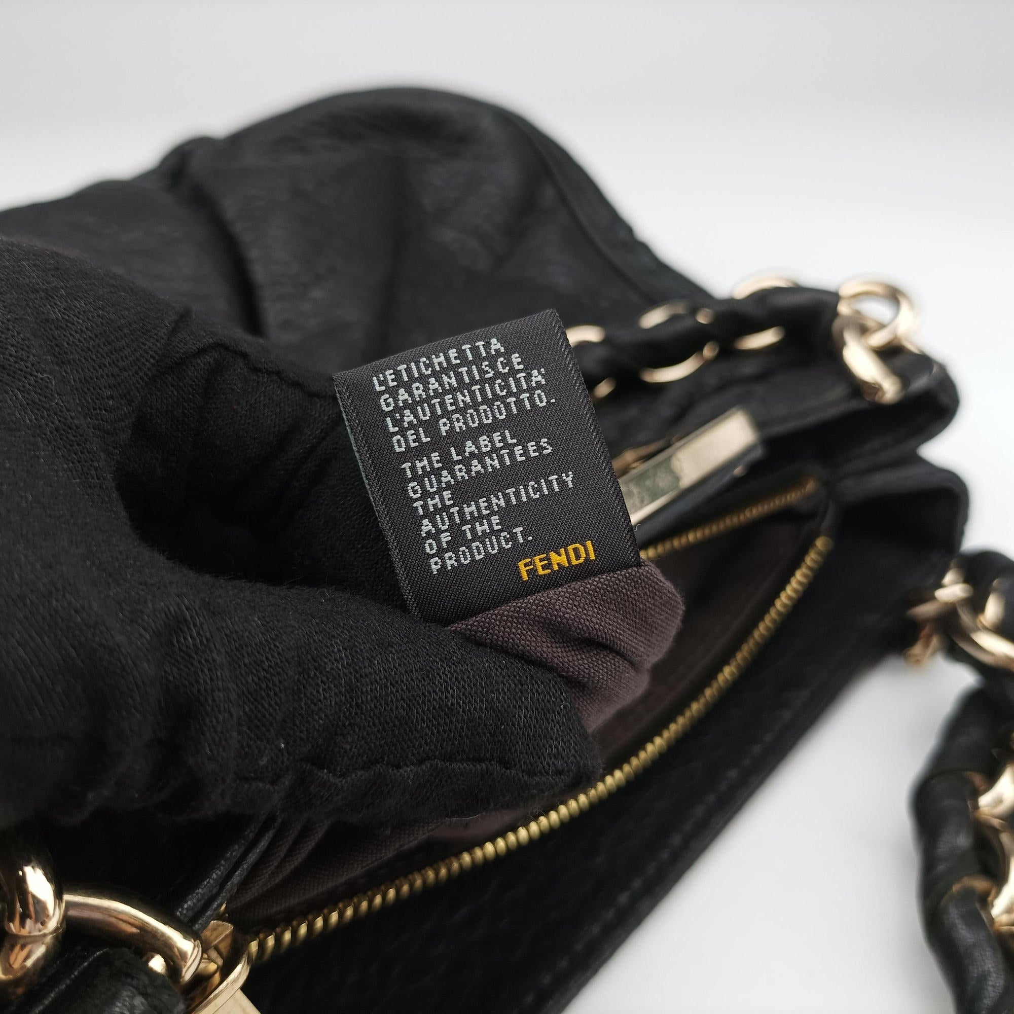 Pre-owned Fendi Mia Black Leather 8BR615 shoulderbag | stylenewstar