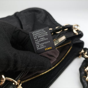 Pre-owned Fendi Mia Black Leather 8BR615 shoulderbag | stylenewstar