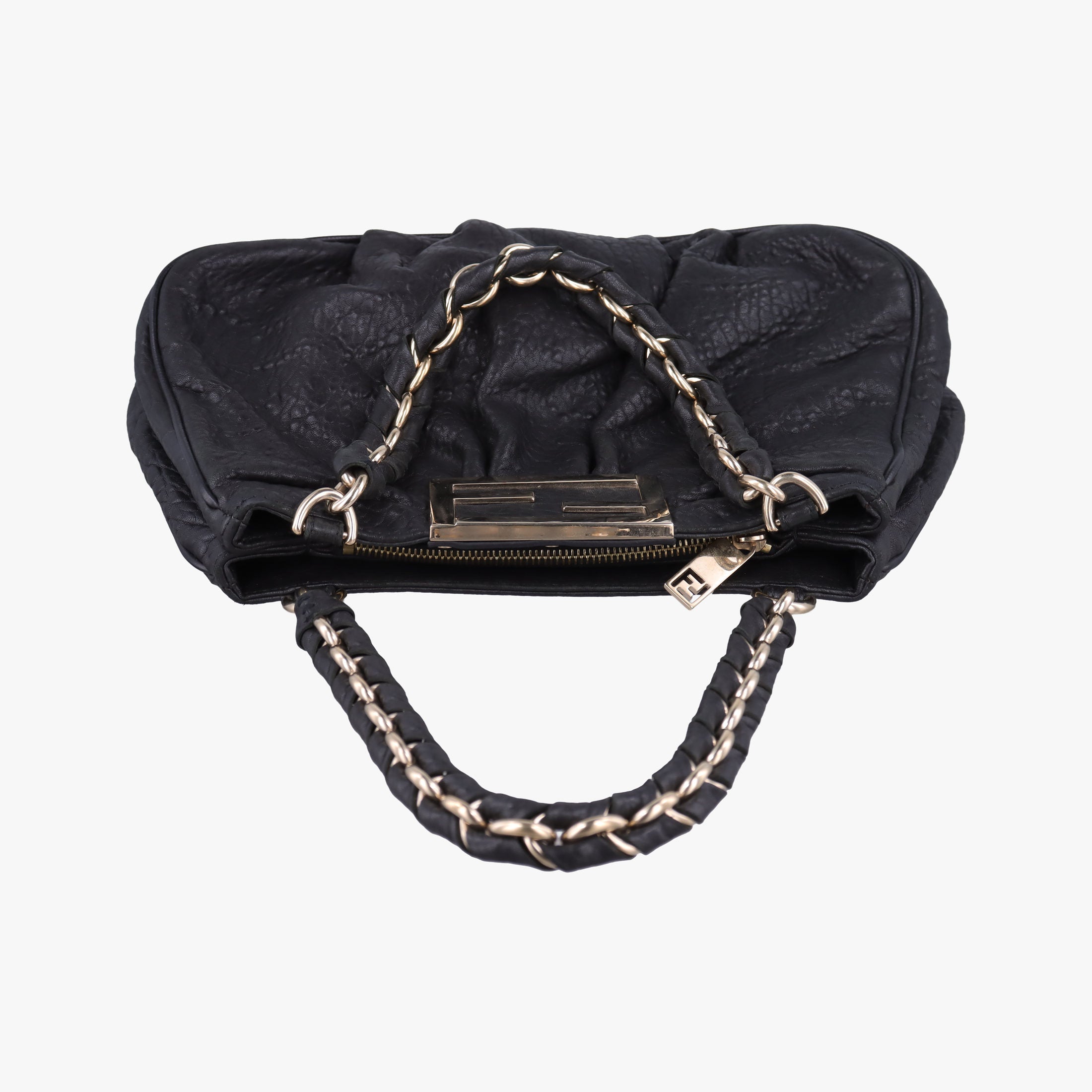 Pre-owned Fendi Mia Black Leather 8BR615 shoulderbag | stylenewstar