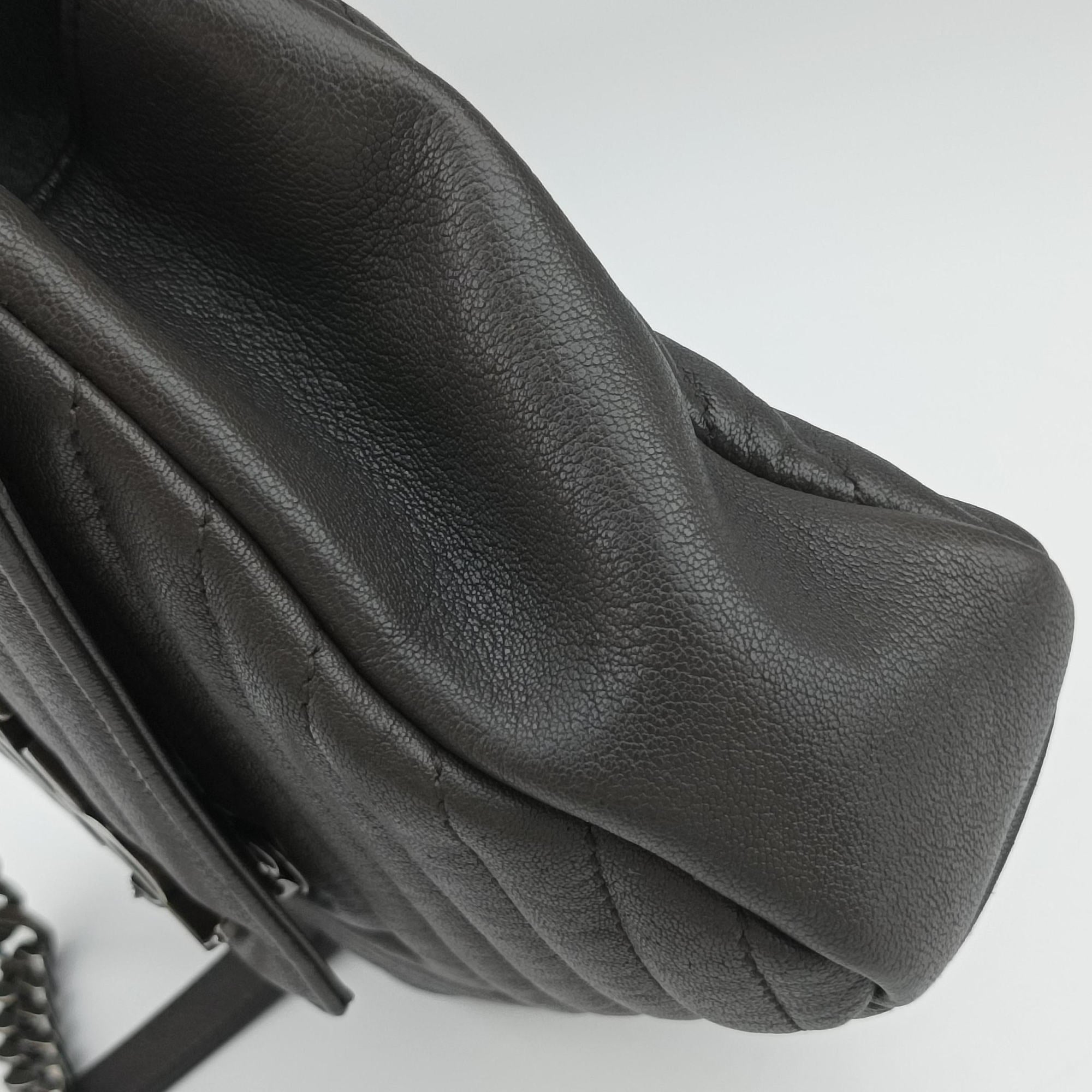 Pre-owned Yves Saint Laurent COLLEGE Grey Leather 487213 shoulderbag | stylenewstar