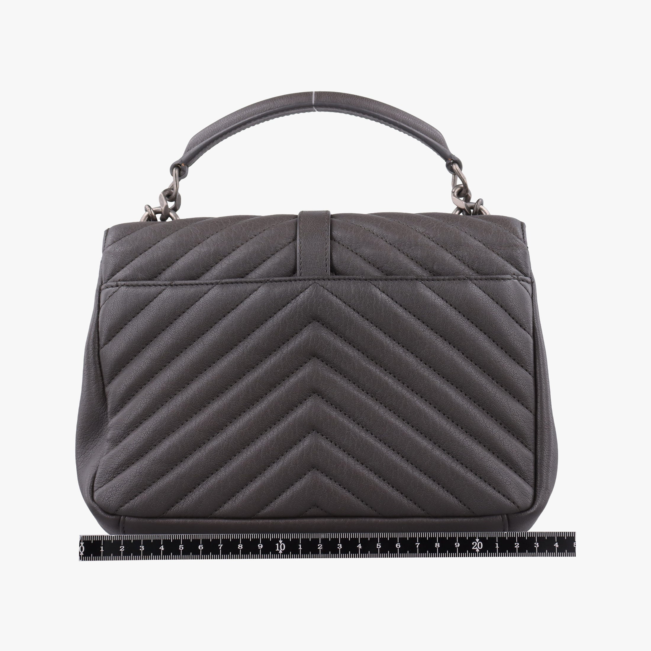 Pre-owned Yves Saint Laurent COLLEGE Grey Leather 487213 shoulderbag | stylenewstar