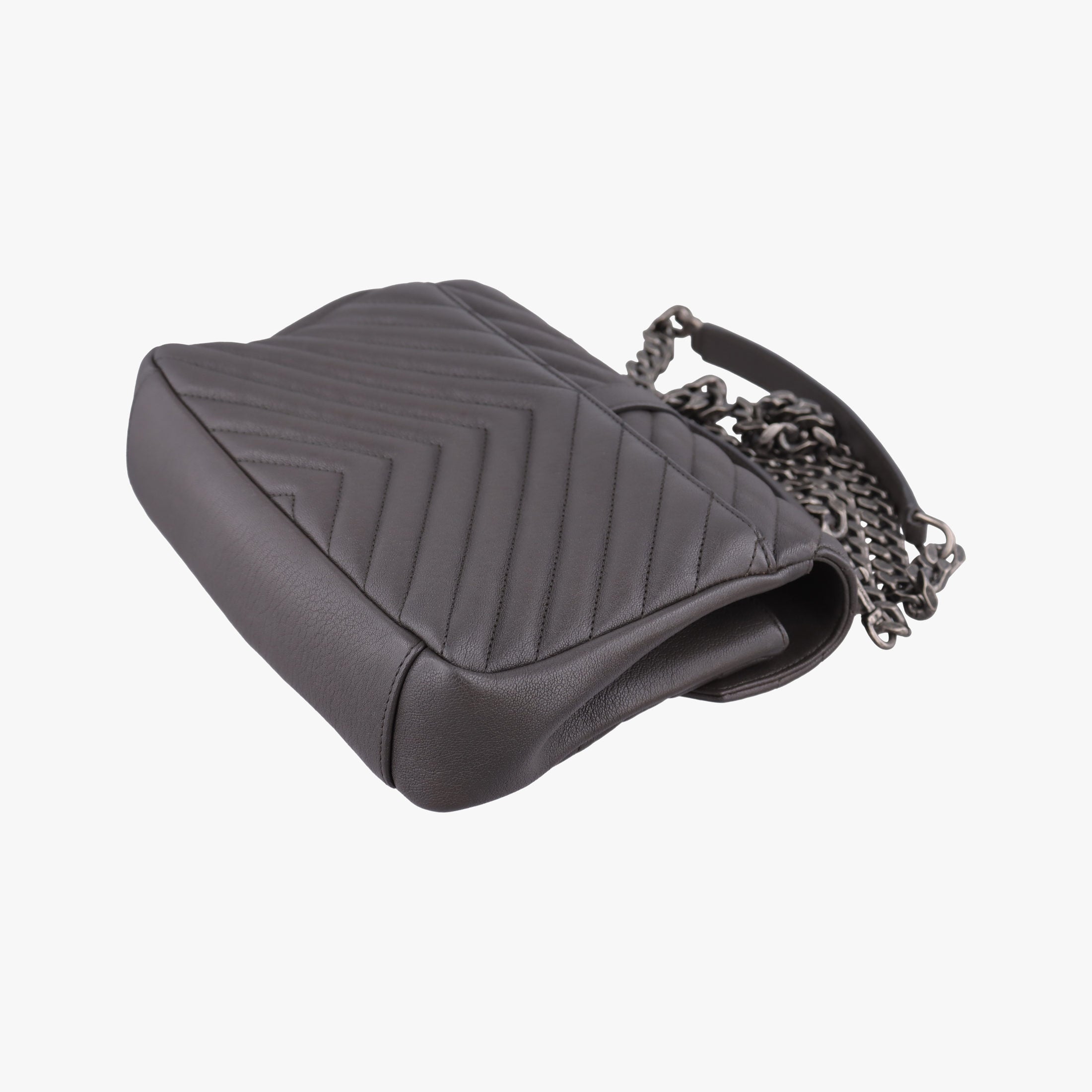 Pre-owned Yves Saint Laurent COLLEGE Grey Leather 487213 shoulderbag | stylenewstar