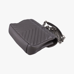 Pre-owned Yves Saint Laurent COLLEGE Grey Leather 487213 shoulderbag | stylenewstar