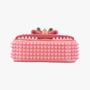 Pre-owned Christian Louboutin Sweet Charity Scarabe Spike Pink Patent  shoulderbag | stylenewstar