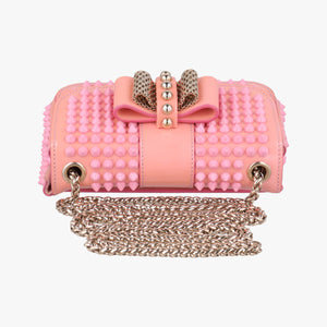 Pre-owned Christian Louboutin Sweet Charity Scarabe Spike Pink Patent  shoulderbag | stylenewstar