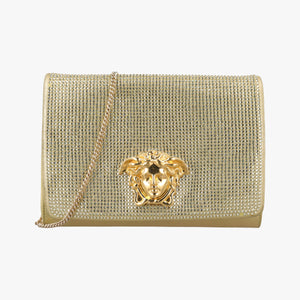 Pre-owned VERSACE medusa Golden Leather  shoulderbag | stylenewstar
