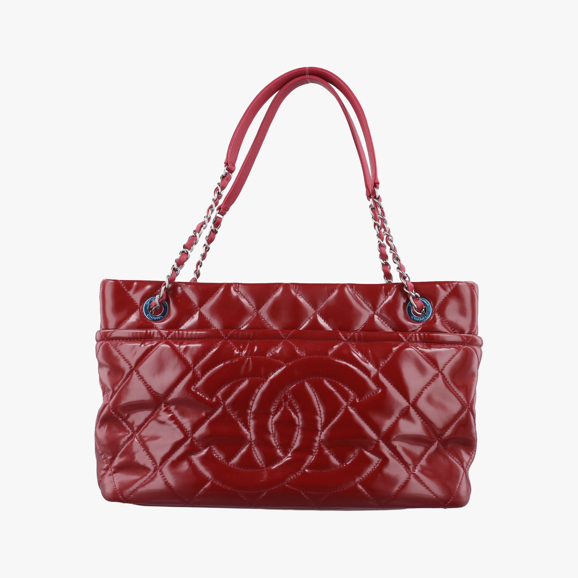 Pre-owned Chanel Matelasse Cocomark GST Red Patent A67294 shoulderbag | stylenewstar