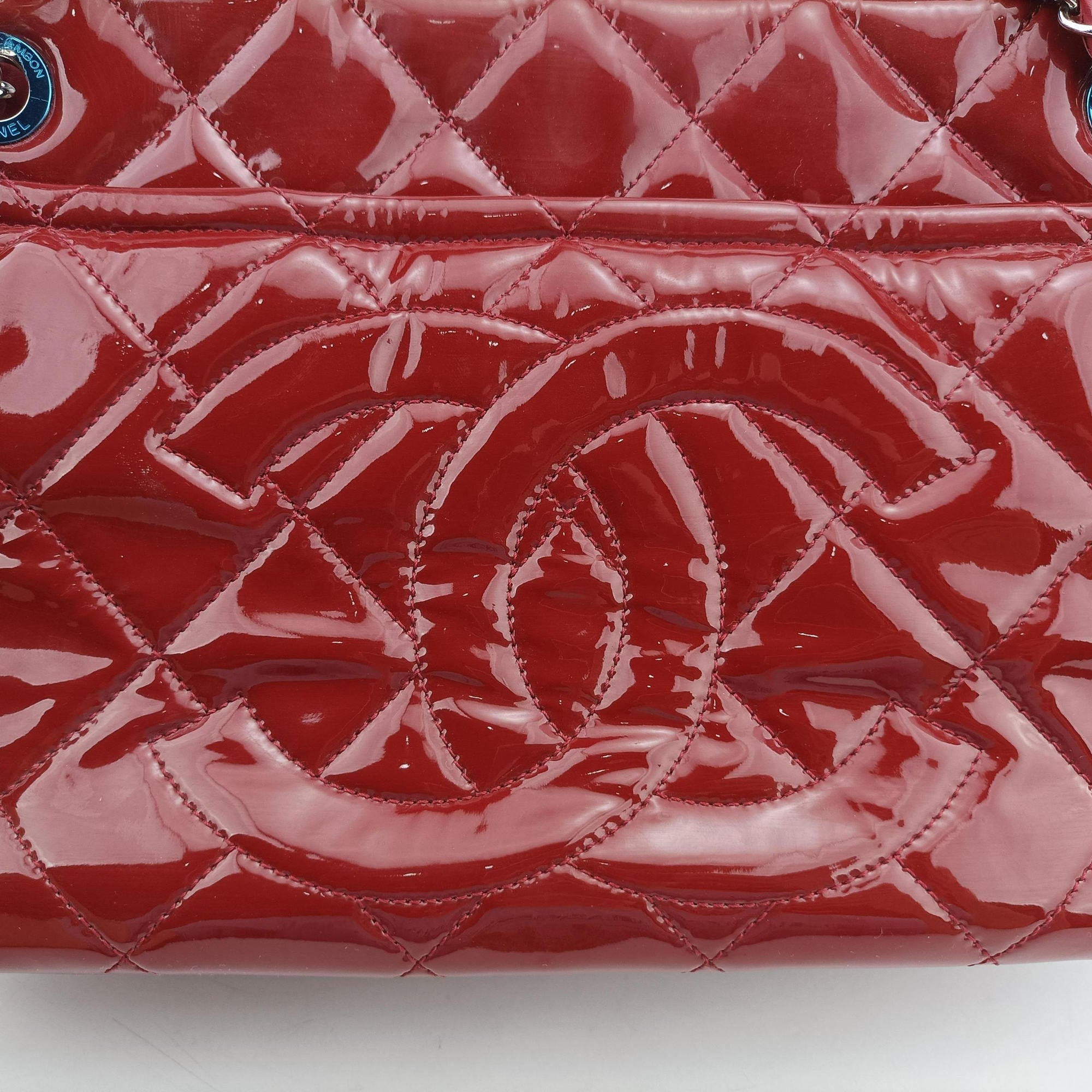 Pre-owned Chanel Matelasse Cocomark GST Red Patent A67294 shoulderbag | stylenewstar