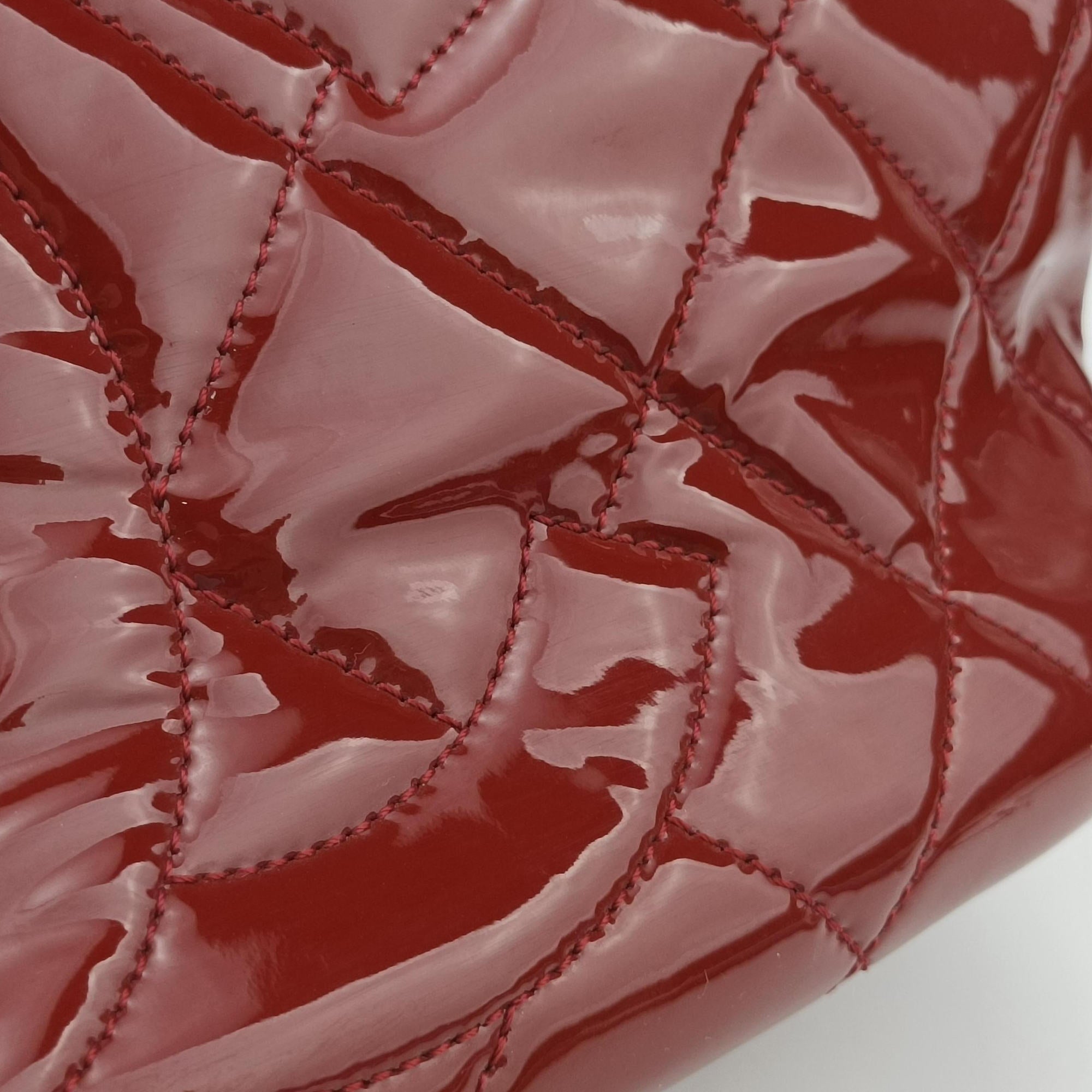 Pre-owned Chanel Matelasse Cocomark GST Red Patent A67294 shoulderbag | stylenewstar
