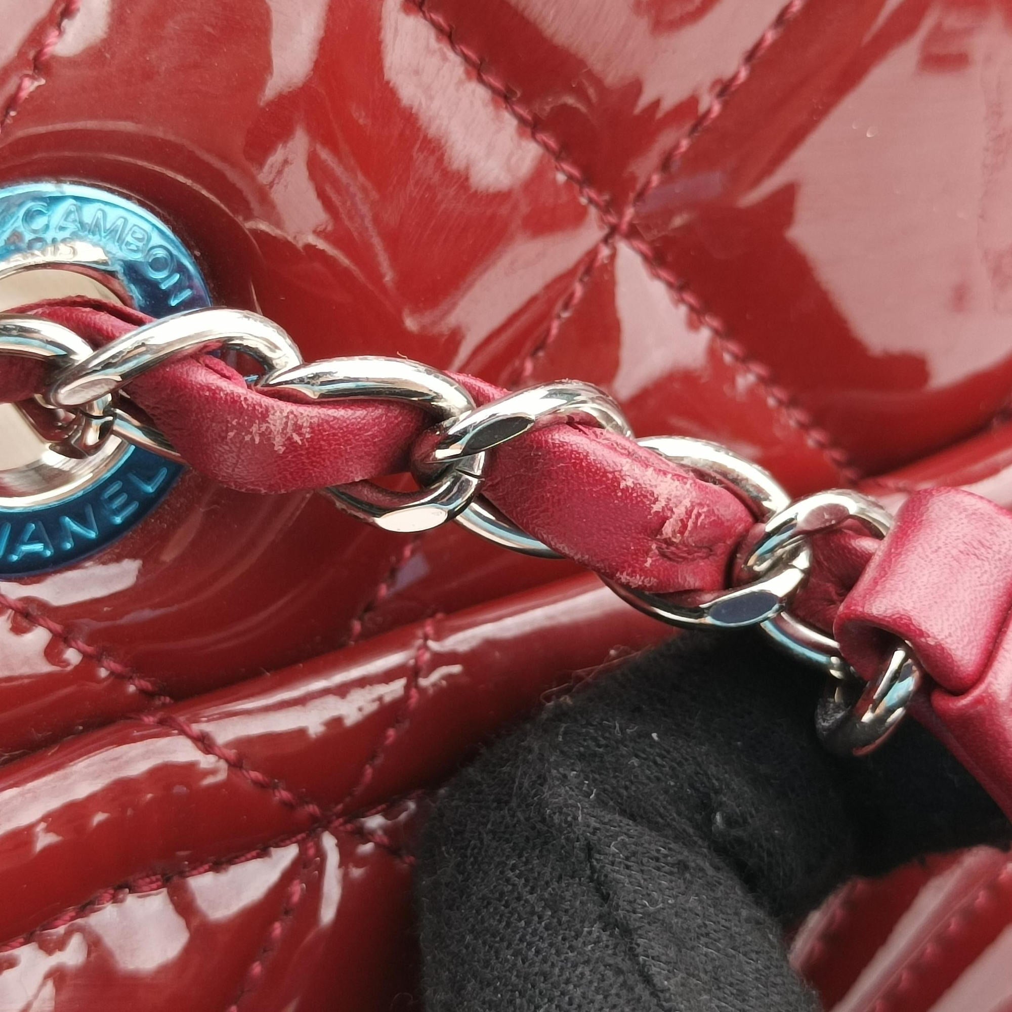 Pre-owned Chanel Matelasse Cocomark GST Red Patent A67294 shoulderbag | stylenewstar