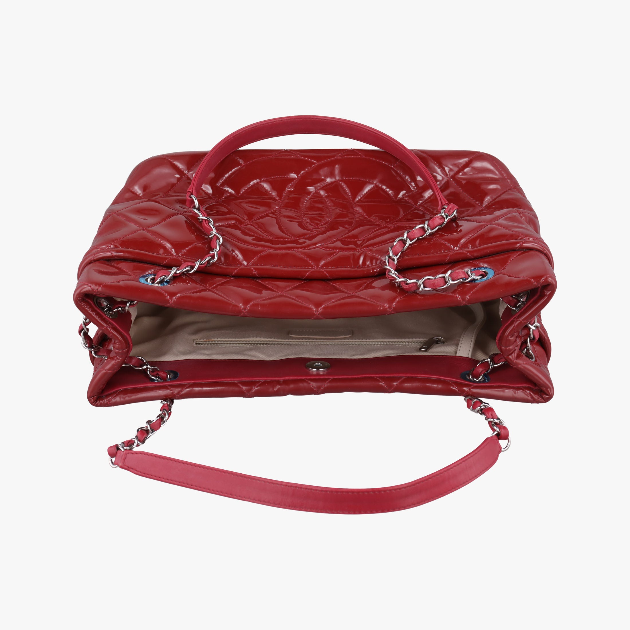 Pre-owned Chanel Matelasse Cocomark GST Red Patent A67294 shoulderbag | stylenewstar