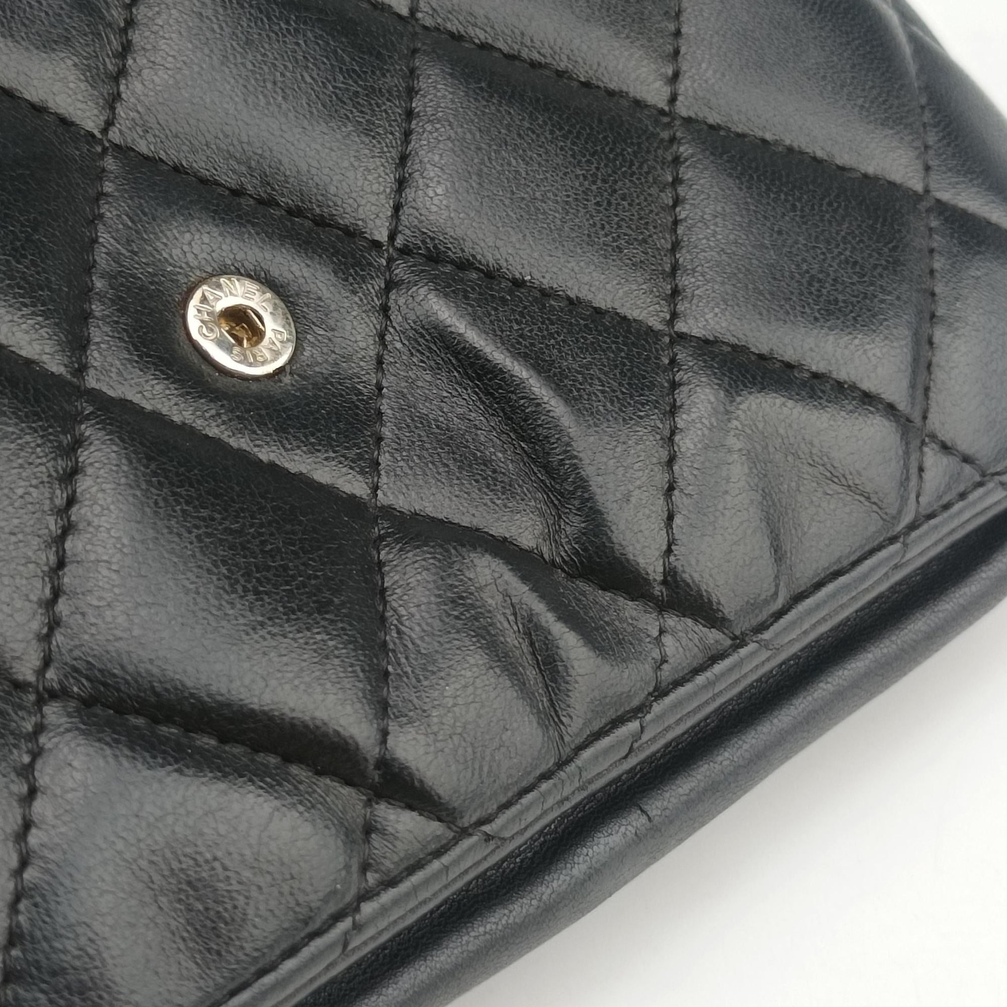 Vintage Chanel Matelasse coco mark Black lambskin A33814 shoulderbag | stylenewstar