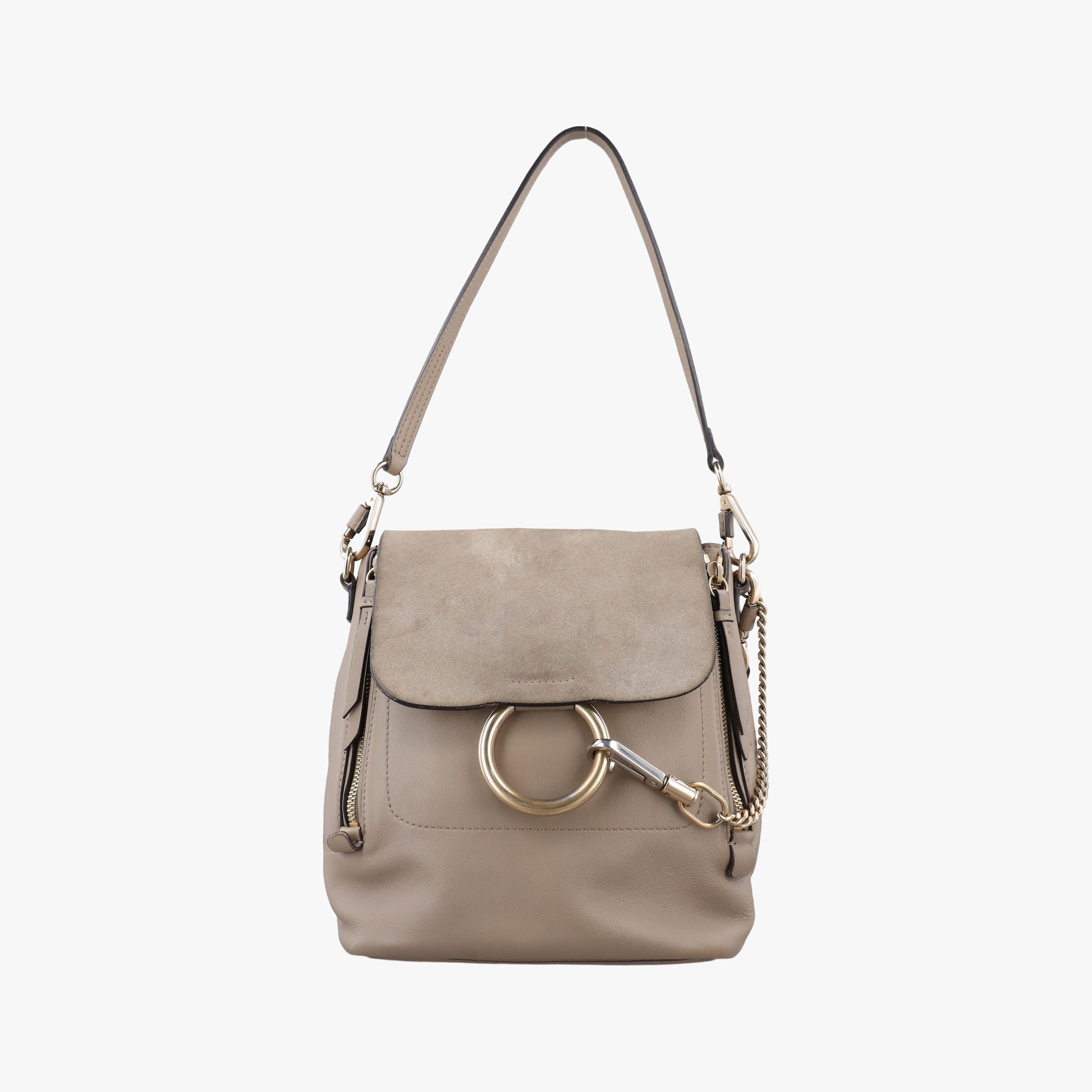 Pre-owned Chloe FAYE mini Grey Suede × leather  backpack/rucksack | stylenewstar