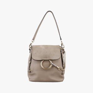 Pre-owned Chloe FAYE mini Grey Suede × leather  backpack/rucksack | stylenewstar