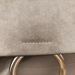 Pre-owned Chloe FAYE mini Grey Suede × leather  backpack/rucksack | stylenewstar