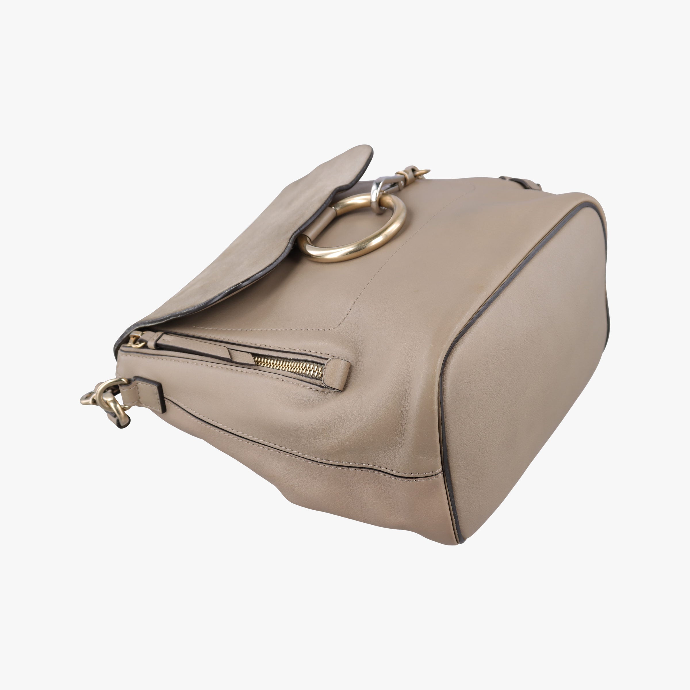 Pre-owned Chloe FAYE mini Grey Suede × leather  backpack/rucksack | stylenewstar