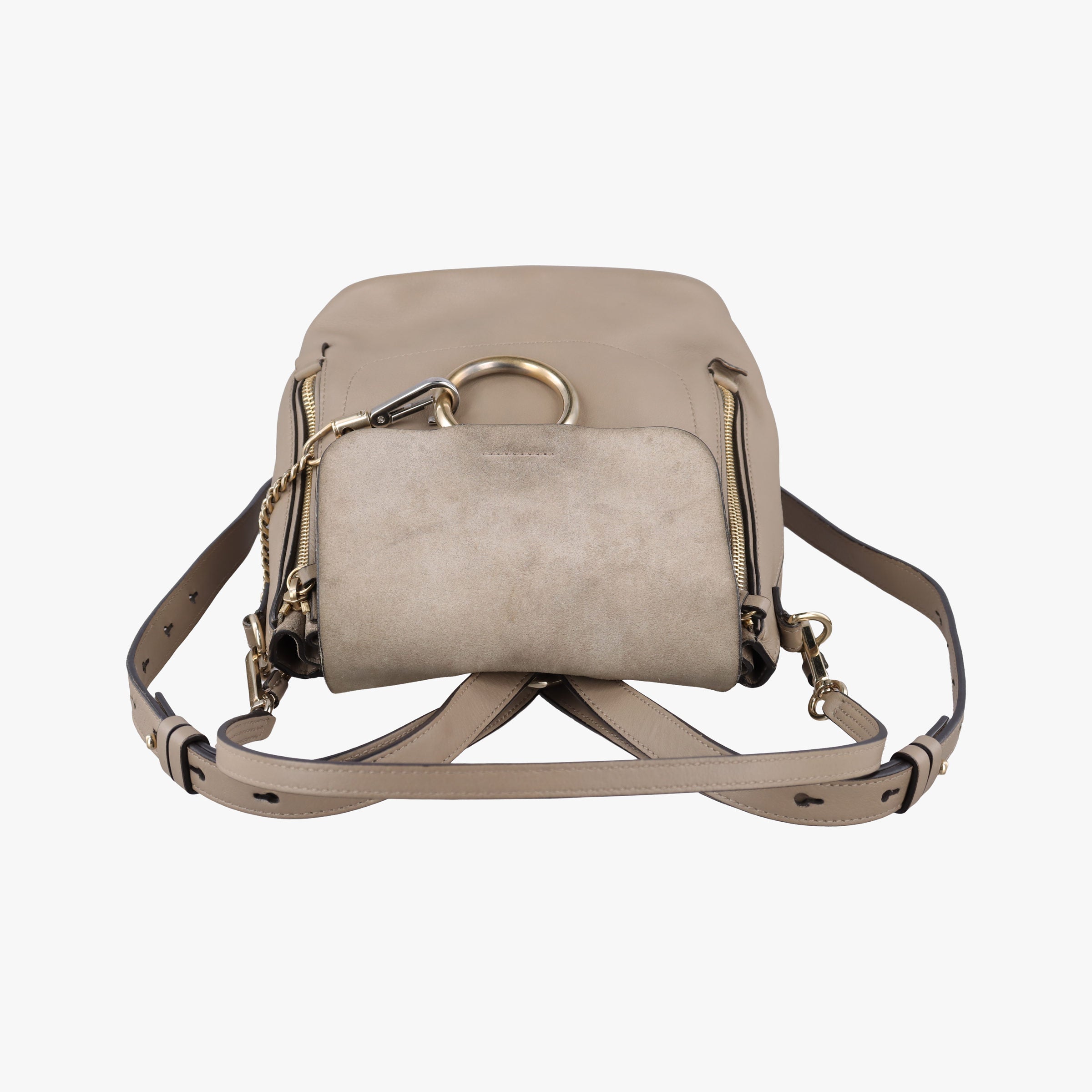 Pre-owned Chloe FAYE mini Grey Suede × leather  backpack/rucksack | stylenewstar