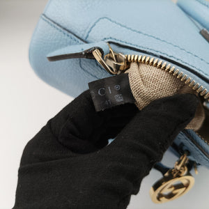 Vintage Gucci Interlocking G charm Dome Blue Leather 449661 shoulderbag | stylenewstar