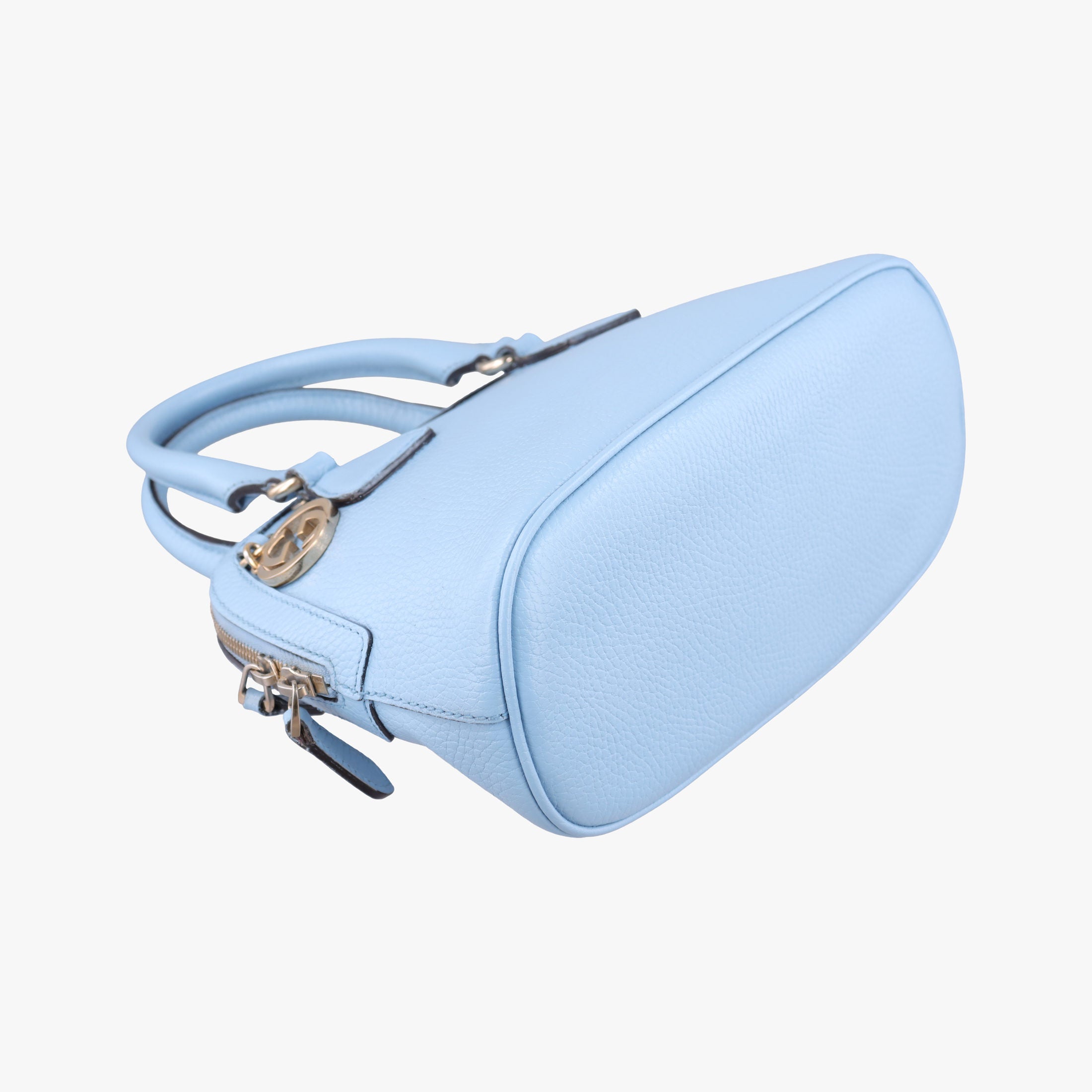 Vintage Gucci Interlocking G charm Dome Blue Leather 449661 shoulderbag | stylenewstar