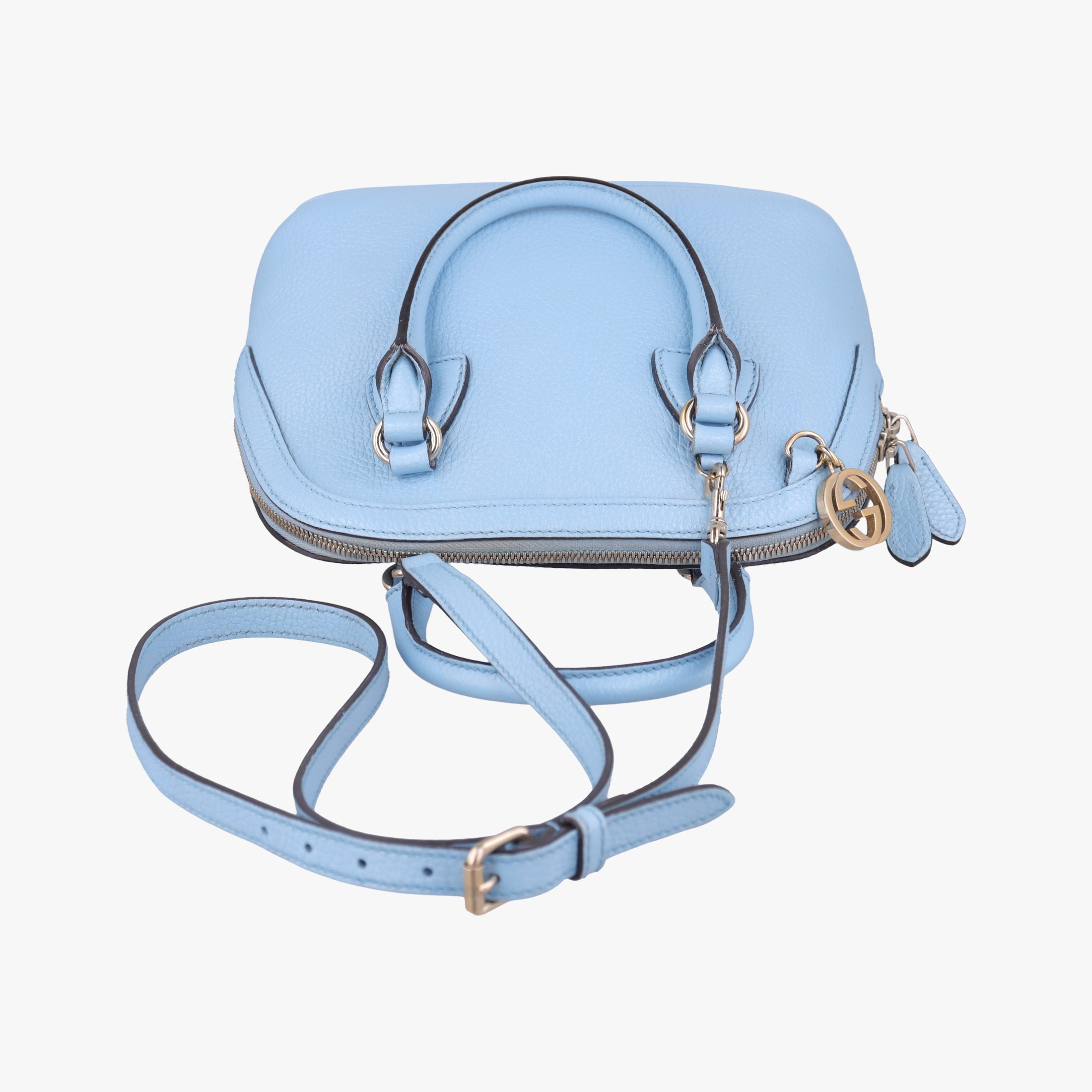 Vintage Gucci Interlocking G charm Dome Blue Leather 449661 shoulderbag | stylenewstar