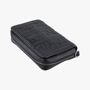 Pre-owned Fendi FF logo Black Leather 7M0299 shoulderbag | stylenewstar
