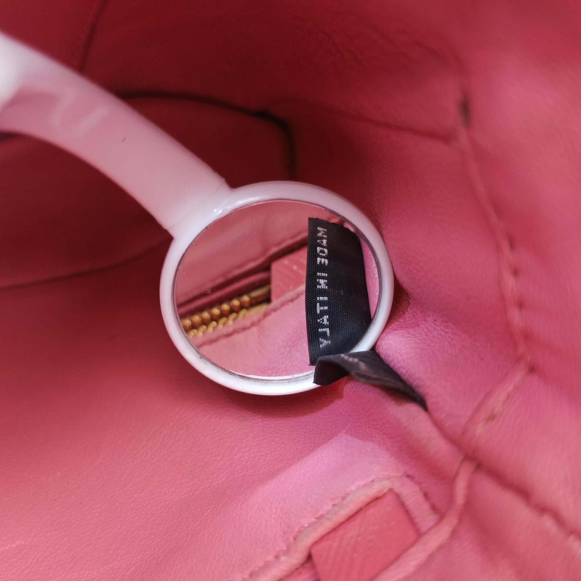Pre-owned Prada lock Fuoco Sound Top Handle Pink orange SAFFIANO Leather BT0963 shoulderbag | stylenewstar
