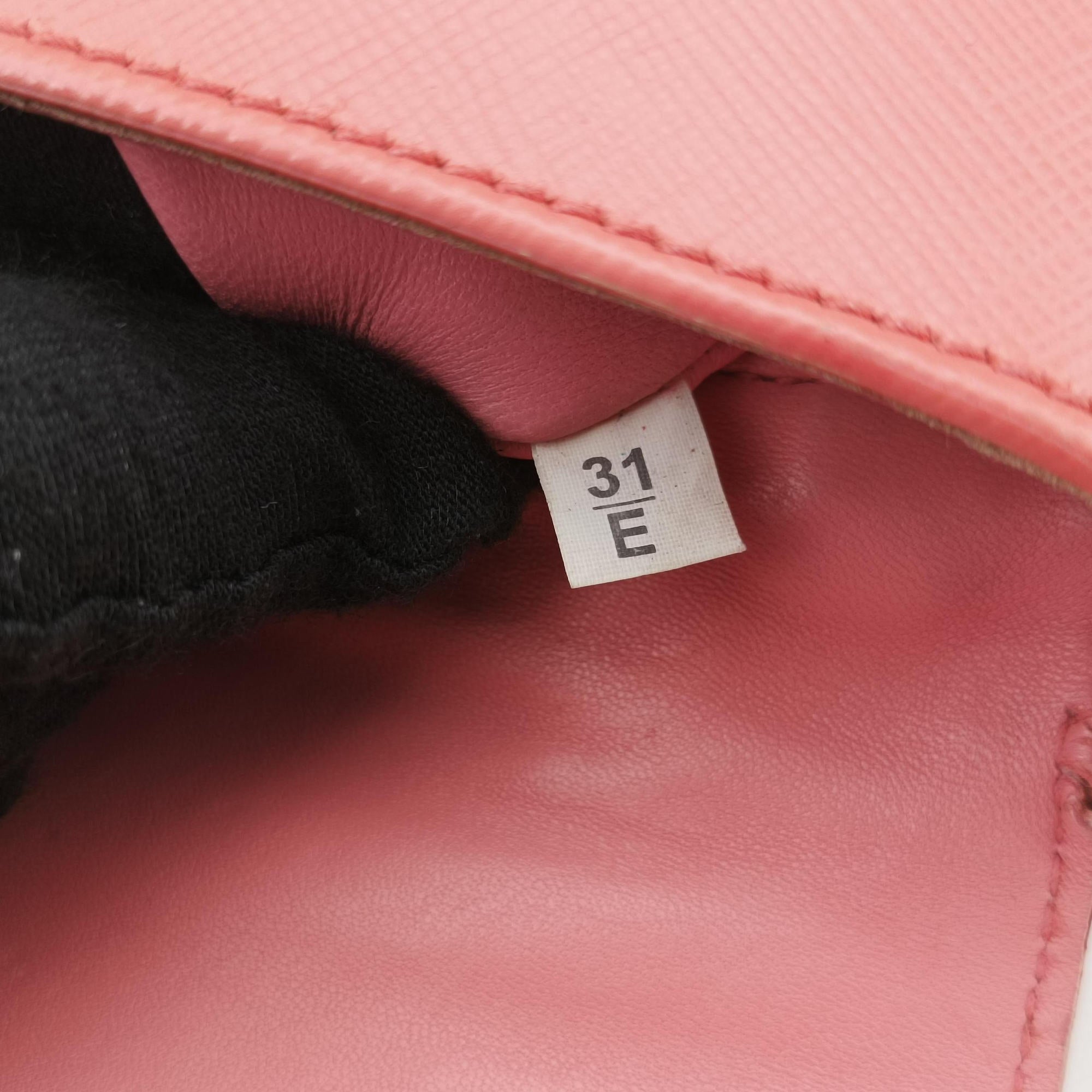 Pre-owned Prada lock Fuoco Sound Top Handle Pink orange SAFFIANO Leather BT0963 shoulderbag | stylenewstar