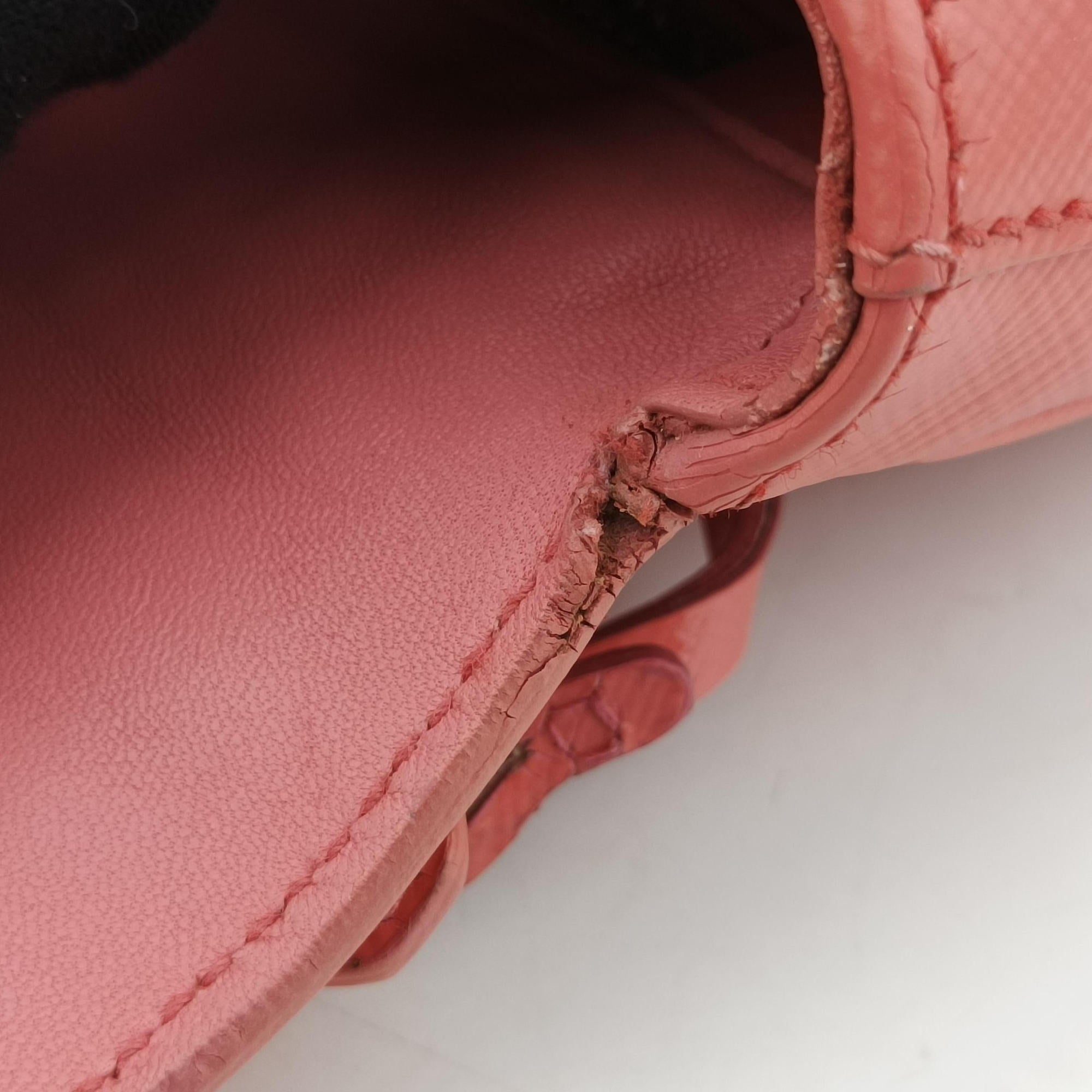 Pre-owned Prada lock Fuoco Sound Top Handle Pink orange SAFFIANO Leather BT0963 shoulderbag | stylenewstar