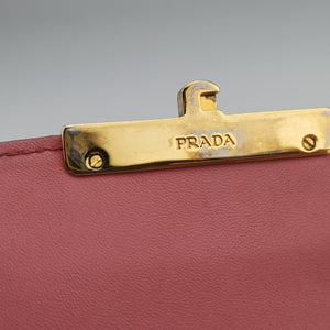 Pre-owned Prada lock Fuoco Sound Top Handle Pink orange SAFFIANO Leather BT0963 shoulderbag | stylenewstar