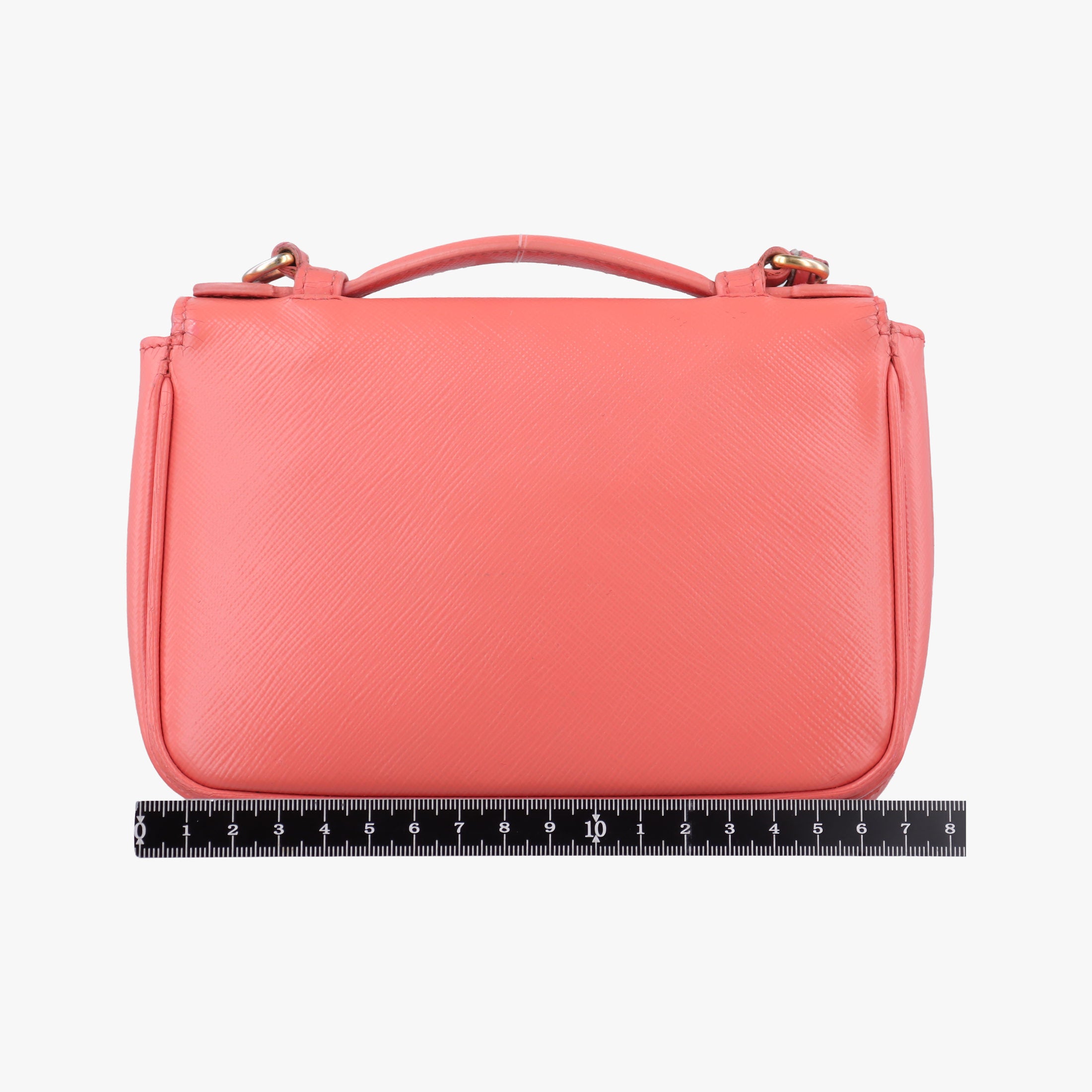 Pre-owned Prada lock Fuoco Sound Top Handle Pink orange SAFFIANO Leather BT0963 shoulderbag | stylenewstar