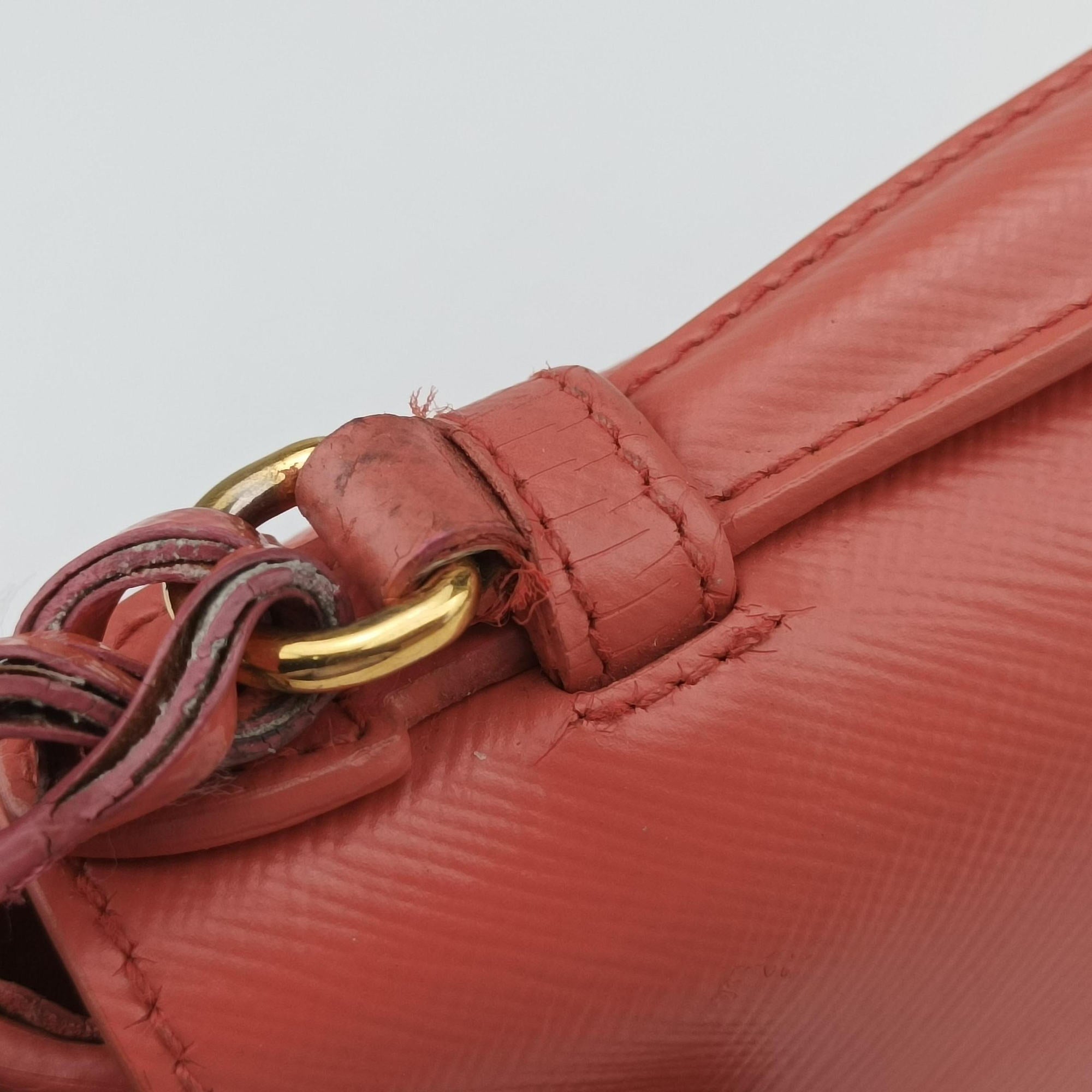 Pre-owned Prada lock Fuoco Sound Top Handle Pink orange SAFFIANO Leather BT0963 shoulderbag | stylenewstar