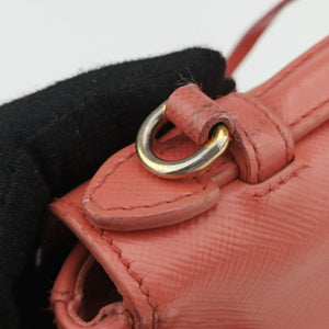 Pre-owned Prada lock Fuoco Sound Top Handle Pink orange SAFFIANO Leather BT0963 shoulderbag | stylenewstar