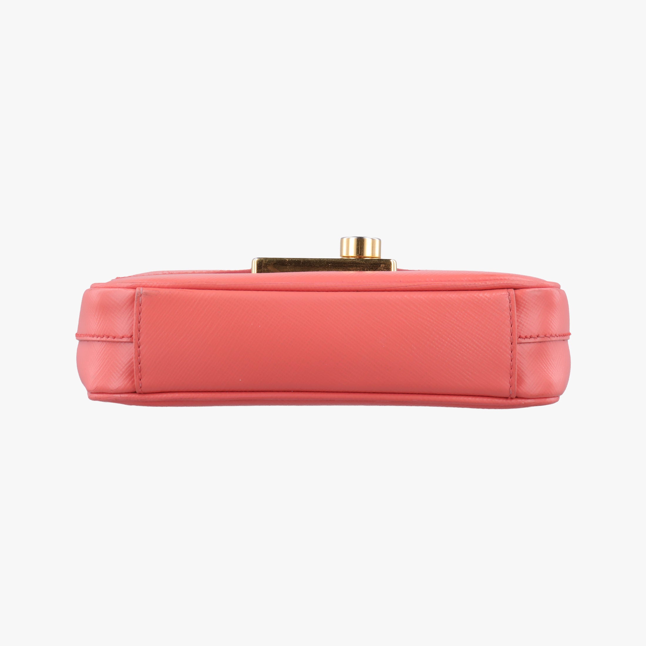 Pre-owned Prada lock Fuoco Sound Top Handle Pink orange SAFFIANO Leather BT0963 shoulderbag | stylenewstar
