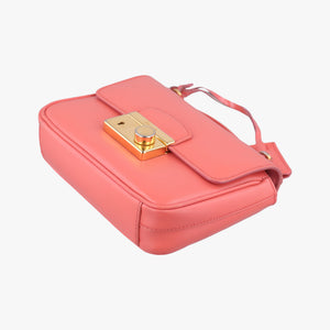 Pre-owned Prada lock Fuoco Sound Top Handle Pink orange SAFFIANO Leather BT0963 shoulderbag | stylenewstar