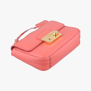 Pre-owned Prada lock Fuoco Sound Top Handle Pink orange SAFFIANO Leather BT0963 shoulderbag | stylenewstar
