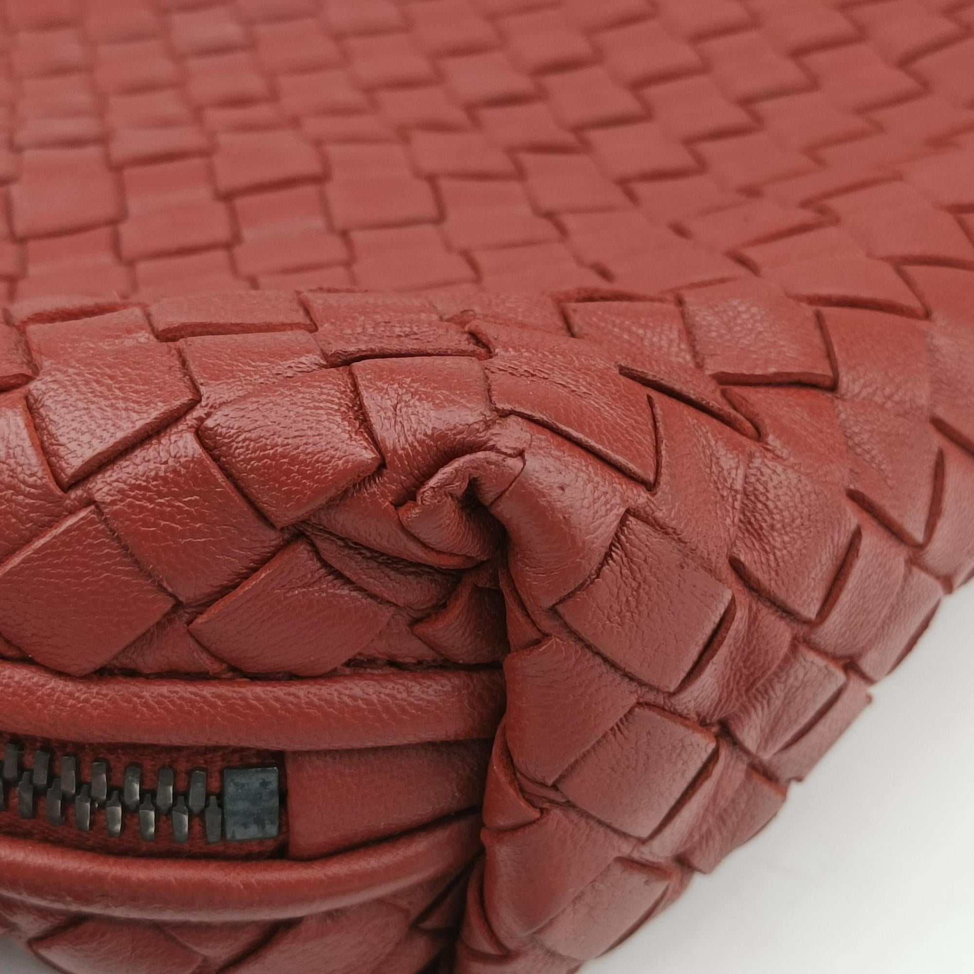 Pre-owned Bottega Veneta NODINI Intrecciato Red lambskin  shoulderbag | stylenewstar