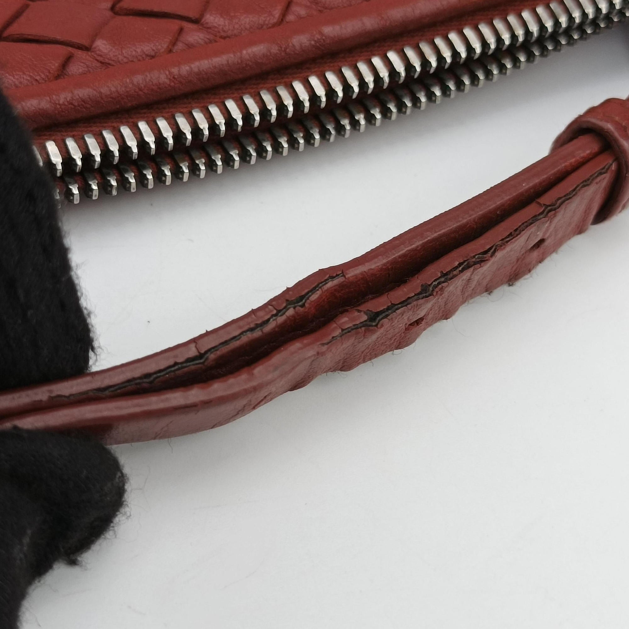 Pre-owned Bottega Veneta NODINI Intrecciato Red lambskin  shoulderbag | stylenewstar