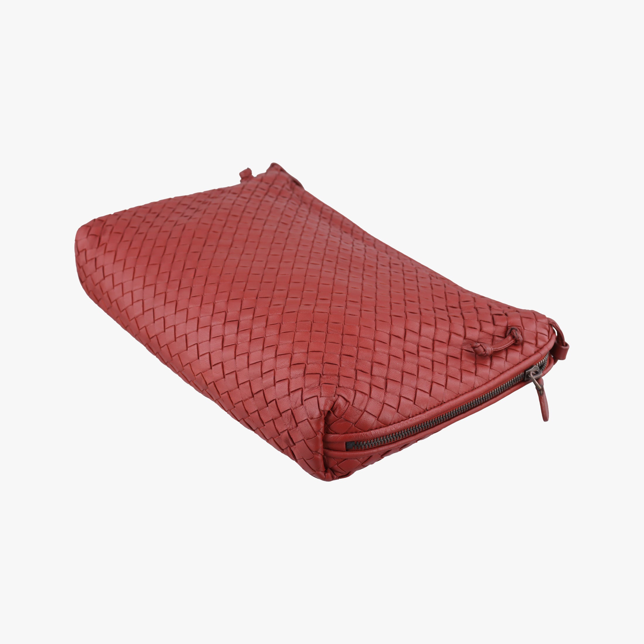 Pre-owned Bottega Veneta NODINI Intrecciato Red lambskin  shoulderbag | stylenewstar